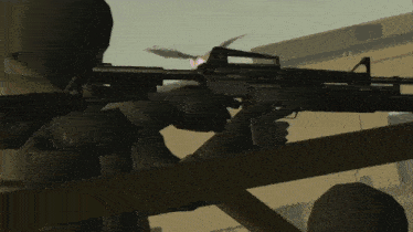 a cartoon character holding a gun and wearing a black mask