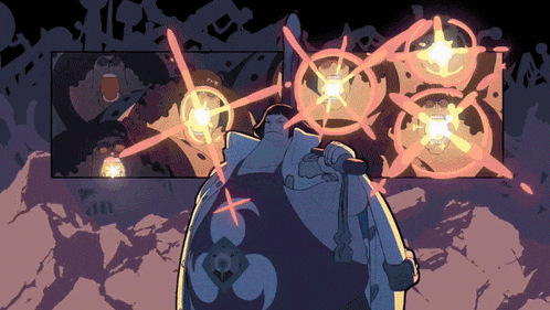 a cartoon drawing of a man with a lantern in his hand and a purple background