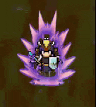a pixel art of a pineapple with a purple background .