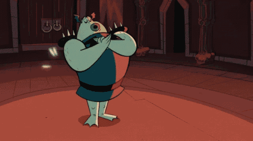 a cartoon of a monster with spikes on his arms