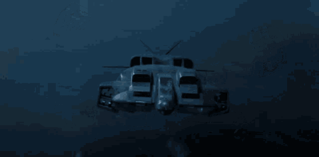 a space ship with the number 01 on the side of it