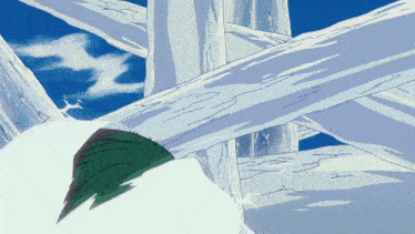 a cartoon drawing of a tree trunk in the snow