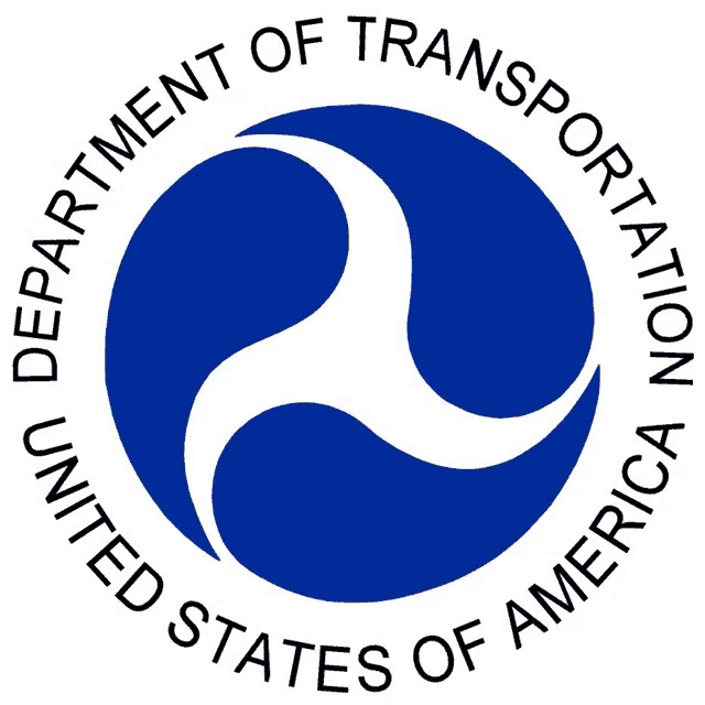 a blue and white logo for the department of transportation of the united states of america