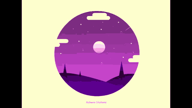 a purple landscape with a heart in the sky