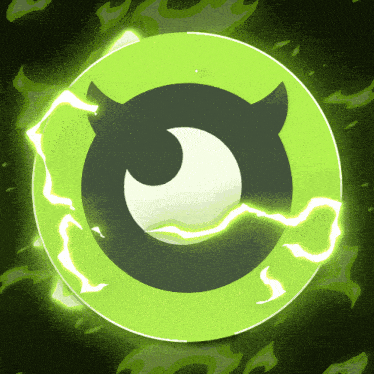 a green circle with a devil 's eye on it