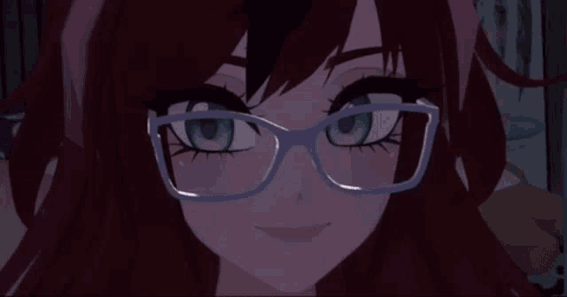 a close up of a girl wearing glasses with a red flower in her mouth
