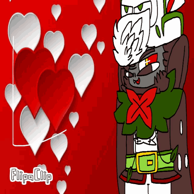 a cartoon character is surrounded by hearts and says flipa clip