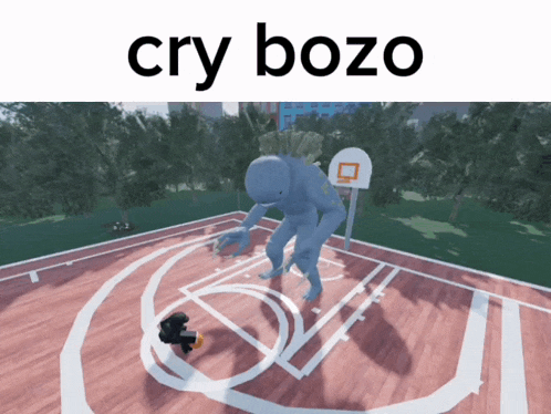 a basketball court with the words cry bozo on the top