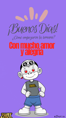 a cartoon character with the words buenos dias on the top