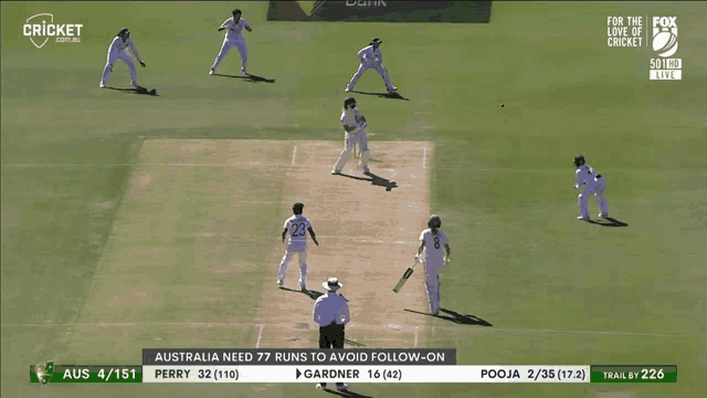 a screen shot of a cricket match between australia and perry