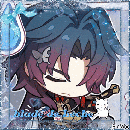 a picture of a boy with a butterfly on his head and the words blade de hecho on the bottom