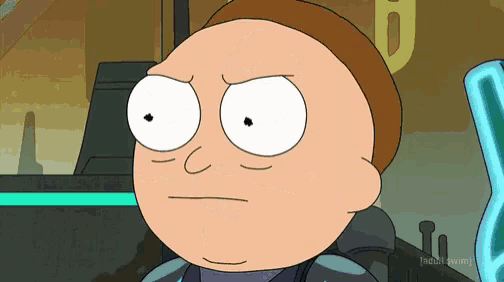 a cartoon character from rick and morty is making a funny face