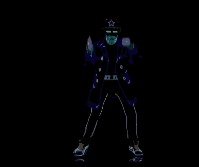 a glow in the dark silhouette of a man dancing