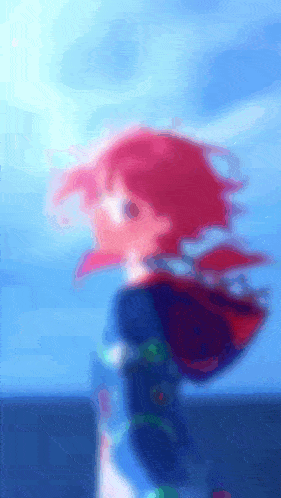 a blurry picture of a girl with pink hair