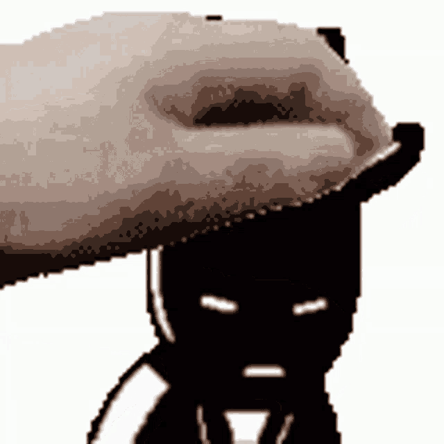 a person is petting a cartoon character 's head with their hand .