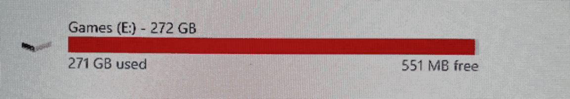 a computer screen shows the amount of used and free space