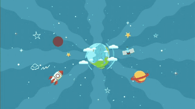 a blue background with a globe in the middle of it