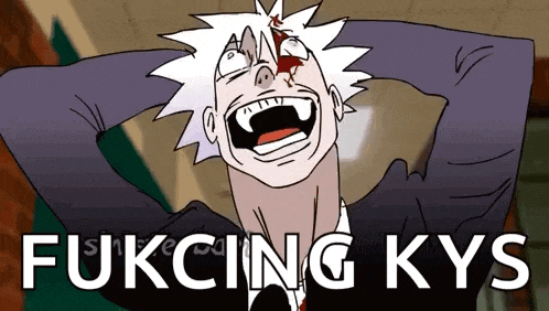 a cartoon of a vampire with the words fukcing kys on the bottom right