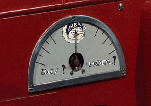 a gauge with a monkey on it and the words buy and hodl