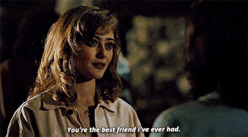 a woman in a trench coat says you 're the best friend i 've ever had .
