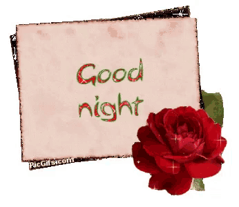 a picture of a rose and a card that says " good night "