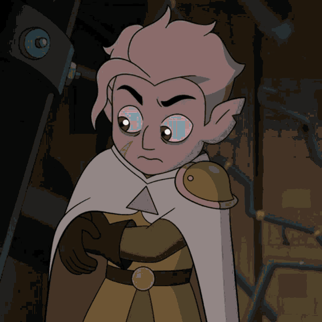 a cartoon character is wearing a white cape