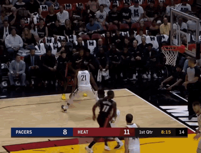 a basketball game between the pacers and the heat