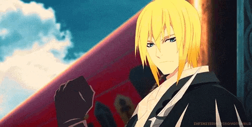 a drawing of a man with blonde hair and blue eyes is on a tumblr page that says infinite