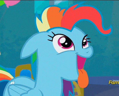 rainbow dash from my little pony is making a funny face in a cartoon