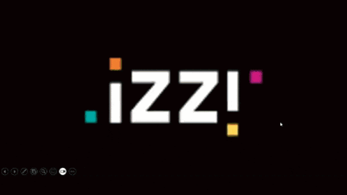 a black background with the word izzi written in white