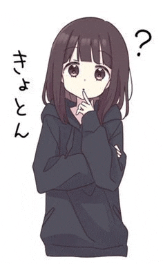a cartoon girl in a black hoodie is thinking about something .