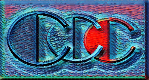 a blue and red sign that says cdc with a red circle in the middle