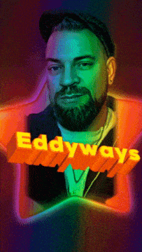 a man with a beard is surrounded by the word eddyway 's