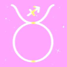 a penguin wearing a viking helmet and sunglasses is surrounded by the taurus zodiac sign