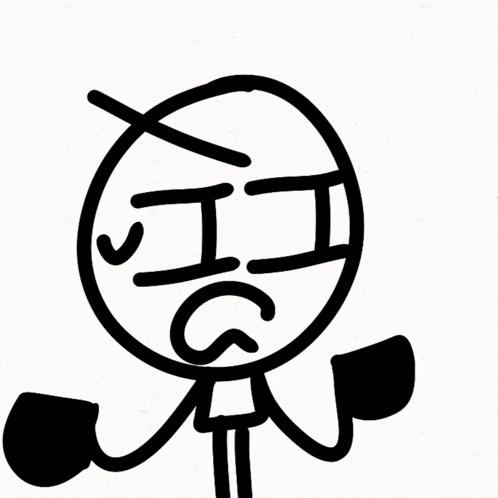 a drawing of a stick figure with a sad face