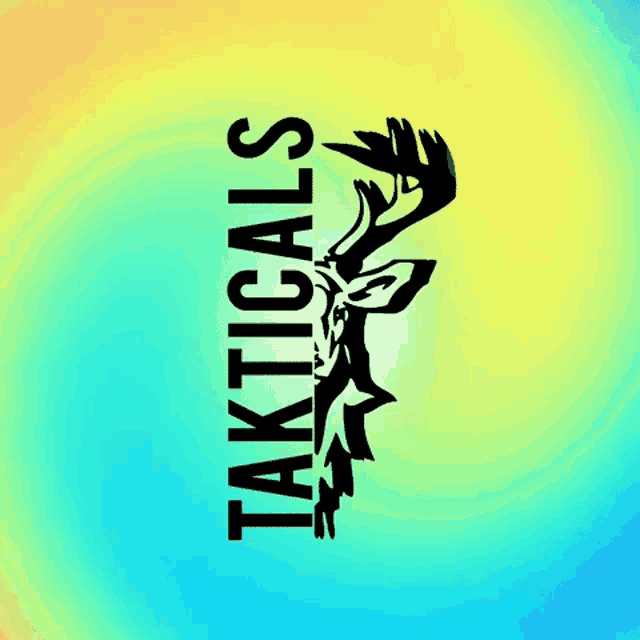 a logo for tacticals with a deer head on a colorful background