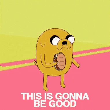 a cartoon character holding a sandwich with the words " this is gonna be good " below it