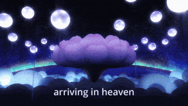 an illustration of a flower with the words arriving in heaven