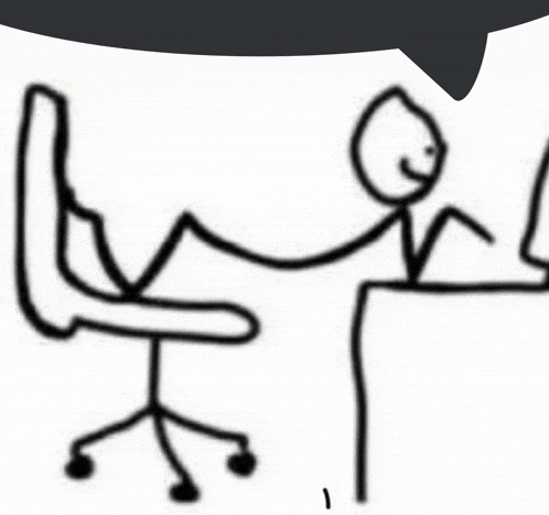 a drawing of a stick figure sitting at a desk