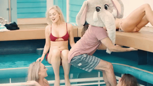 Pool Party Walking In Pool GIF - Pool Party Walking In Pool Happy Time GIFs