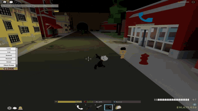 a screenshot of a video game shows a fire hydrant and a person with a gun