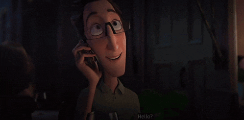 a cartoon character with glasses looks surprised