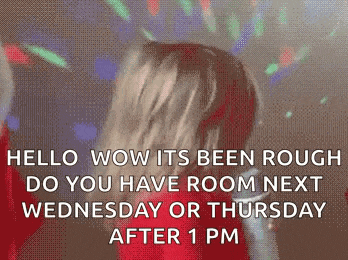 a woman is dancing in front of a disco ball and says hello wow its been rough