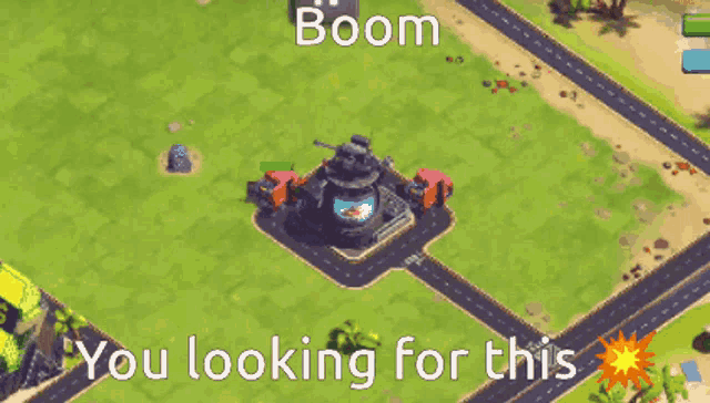 a screenshot of a game with the words boom you looking for this at the bottom
