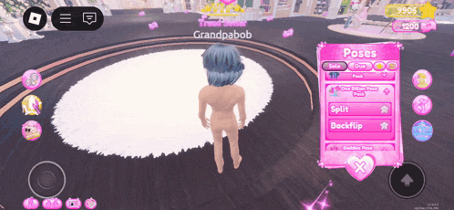 a screenshot of a video game with the name grandpabob on the top left