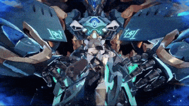 a robot with a chinese symbol on it 's chest