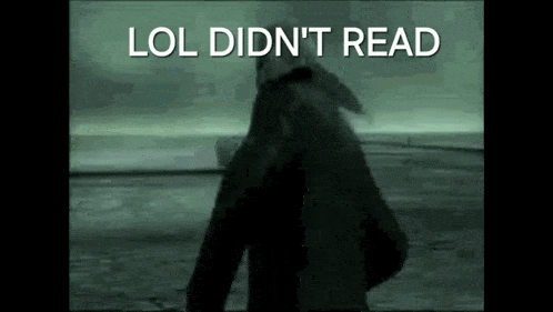 a person is walking on a beach with the words `` lol didn 't read '' written on the bottom .
