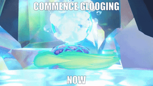 an animated image with the words commence glooging now on it