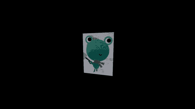 a black and white drawing of a frog on a black background ..
