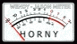 a meter with the word horny on it is shown on a white background .